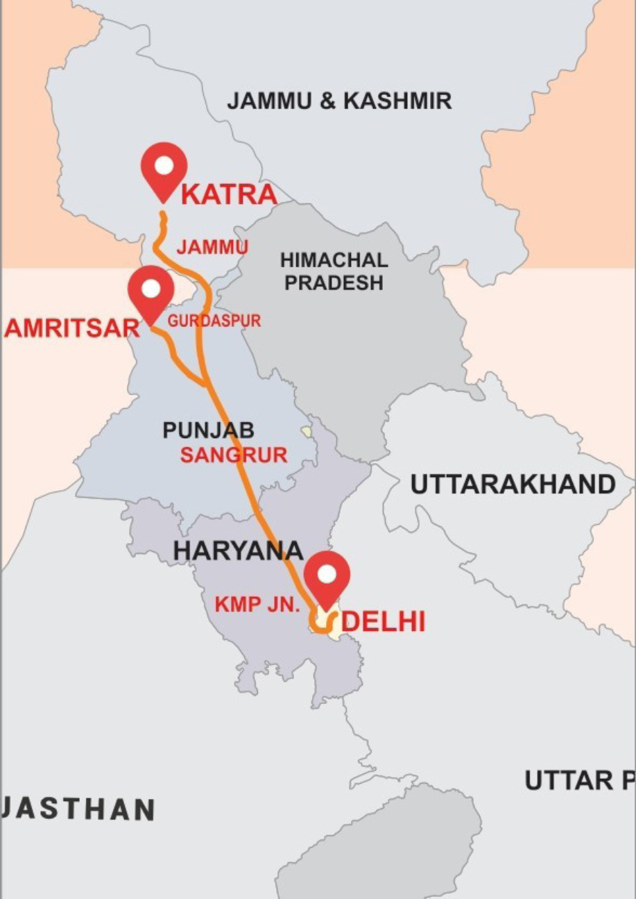 Delhi-Katra Expressway Route Map